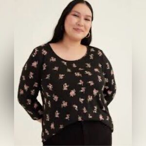 Torrid Womens Black Floral Long Sleeve Tunic Top Plus Size 12 Careerwear